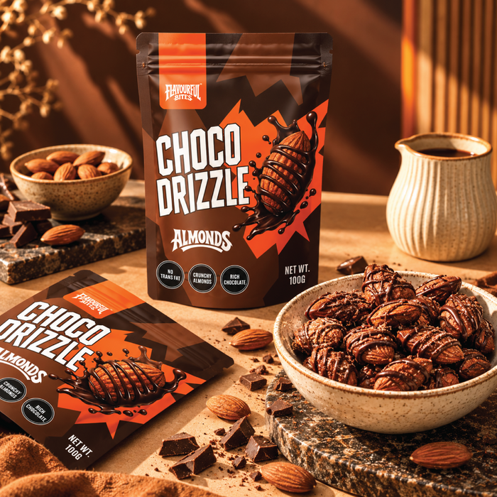 Choco Drizzle chocolate coated almonds 100g pouch by Flavourful Bites